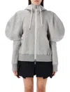 Sacai Balloon Sleeves Hoodie In Grey