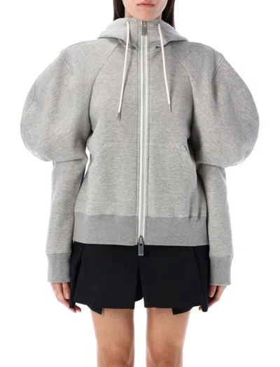 Sacai Balloon Sleeves Hoodie In Grey