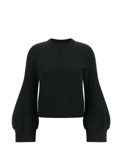 Sacai Cropped Mock Neck Sweatshirt In Black