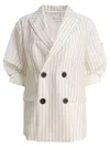 Sacai Balzer Double-breasted Wool And Silk Jackets White