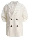 Sacai Balzer Double-breasted Wool And Silk Jackets White In White
