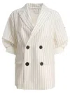 Sacai Balzer Double-breasted Wool And Silk In White