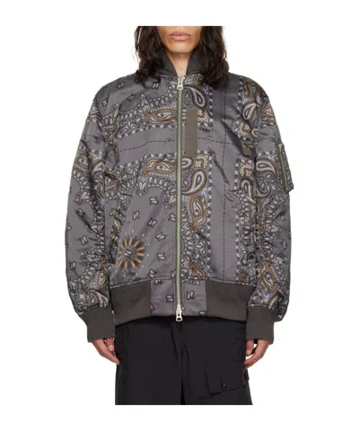 Sacai Bandana Print Zipper Cotton Suit In Black