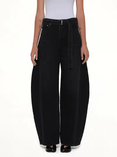 Sacai Barrel Denim Pants In Black