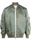 Sacai Khaki Nylon Twill Bomber Jacket In Green