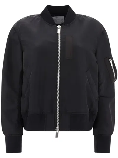 Sacai Nylon Twill Jacket In Black