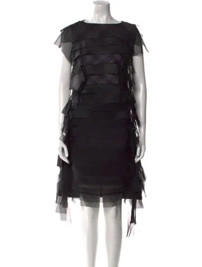 Pre-owned Sacai Bateau Neckline Knee-length Dress In Black