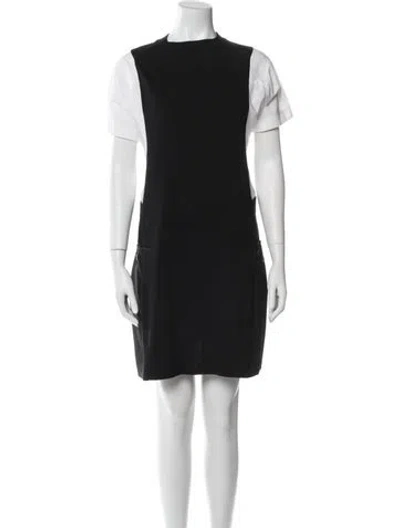 Pre-owned Sacai Bateau Neckline Mini Dress In Black