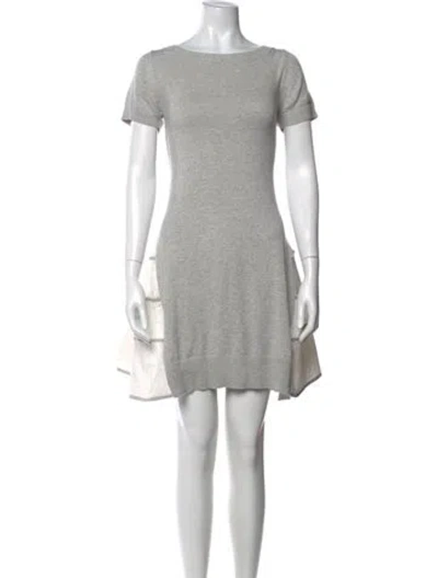 Pre-owned Sacai Bateau Neckline Mini Dress In Gray