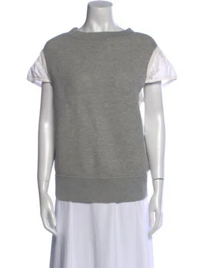 Pre-owned Sacai Bateau Neckline Short Sleeve Top In Gray