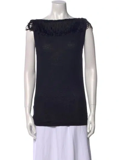 Pre-owned Sacai Bateau Neckline Sleeveless Top In Blue