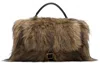Sacai Beige & Brown Faux-fur Muff Bag