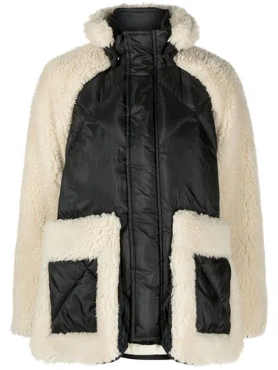 Sacai Beige Black Faux Shearling Jacket