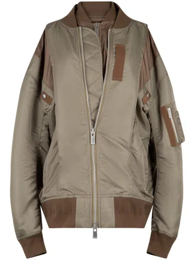Sacai Beige Bomber Blouson Jacket In Brown