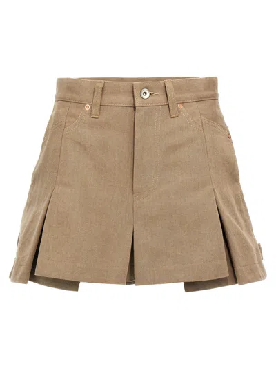 SACAI BEIGE CANVAS SHORTS