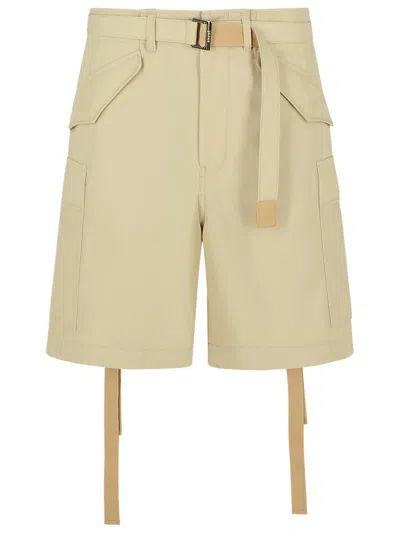 Sacai Beige Cotton Bermuda Shorts In Neutral