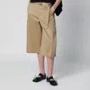 Sacai Womens Beige Wide-leg Belted Cotton Chino Shorts