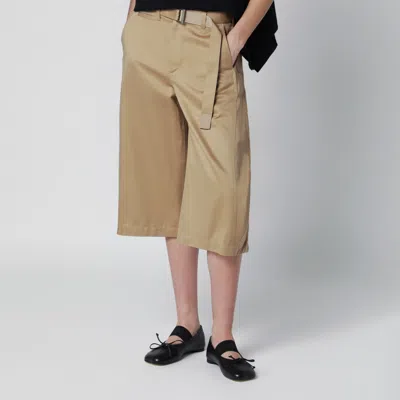Sacai Beige Cotton Chino Bermuda Shorts In Neutral