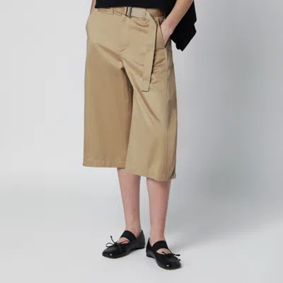 Sacai Cotton Chino Bermuda Shorts Belt Loops In Brown