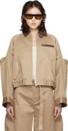 Sacai Cut-out Collared Jacket In Brown