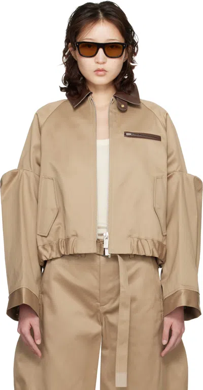 SACAI BEIGE COTTON CHINO JACKET