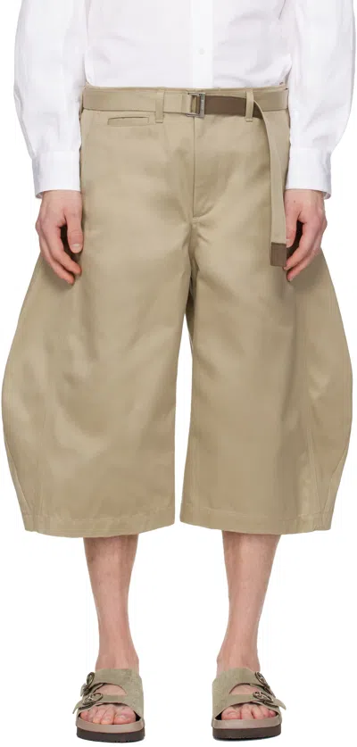 Sacai Beige Cotton Chino Trousers In Multi
