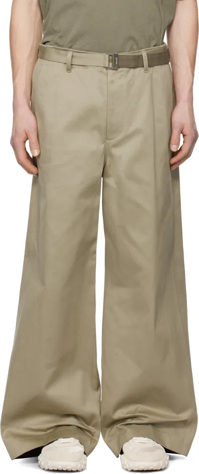 Sacai Beige Cotton Chino Trousers In 651 Beige