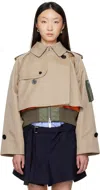 Sacai Beige Cotton Gabardine X Nylon Twill Jacket