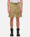 Sacai Detachable Belt Cotton Bermuda Shorts In Beige