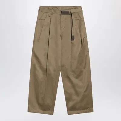 Sacai Tailored Pants Back Pockets Belted Waist In Brown