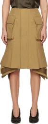 Sacai Beige Grosgrain Midi Skirt In 651 Beige