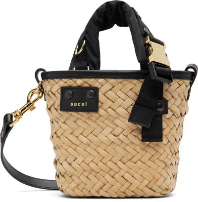 Sacai Beige Hybrid Micro Marche Bag In Neutral