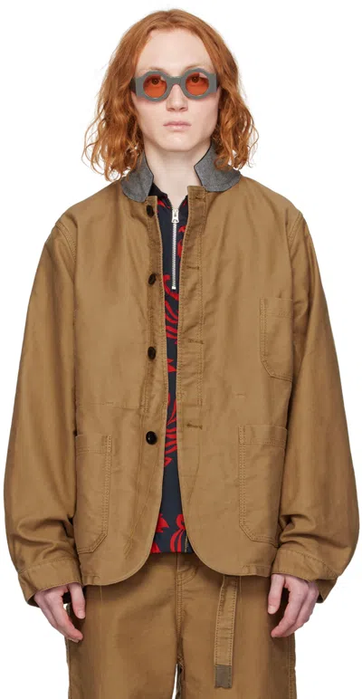 Sacai Beige Loose Thread Jacket In 651 Beige