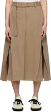 Sacai Beige Mix Denim Midi Skirt In 651 Beige