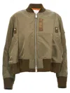 Sacai Nylon Bomber Jacket Front Pockets In Beige
