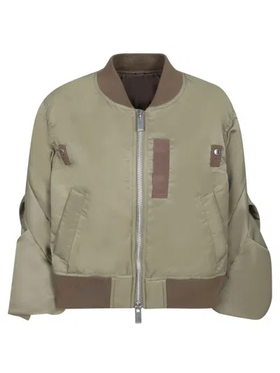 SACAI BEIGE TWILL BLOUSON JACKET