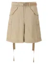 Sacai Cotton Twill Shorts In Beige