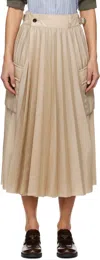 Sacai Womens Beige Pleated Wrap-front Woven Midi Skirt In Brown