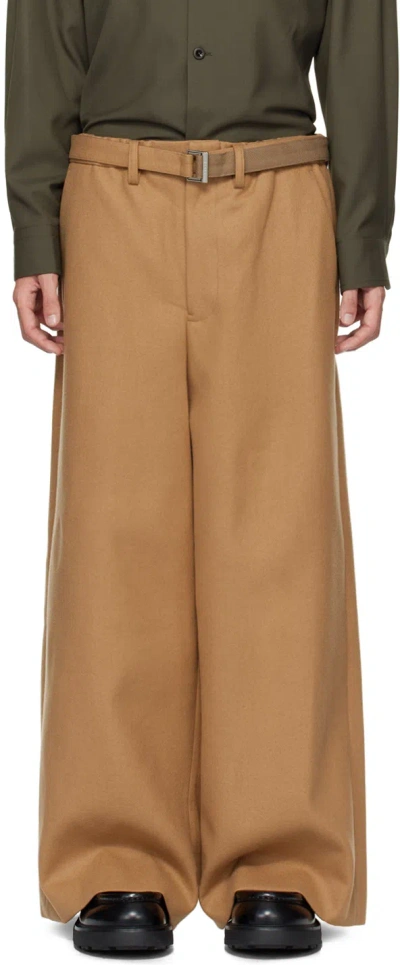 Sacai Beige Wool Trousers In 651 Beige