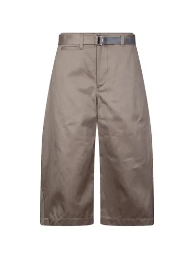 Sacai Belt Chino Trousers In Brown