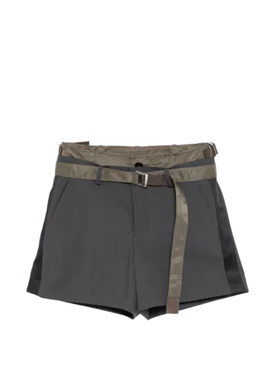 Sacai Belt-detail Shorts In Blue
