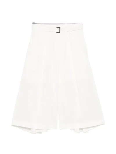 Sacai Belt-detail Shorts In White