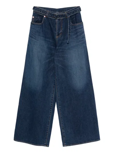 Sacai Belt Jeans In Blue