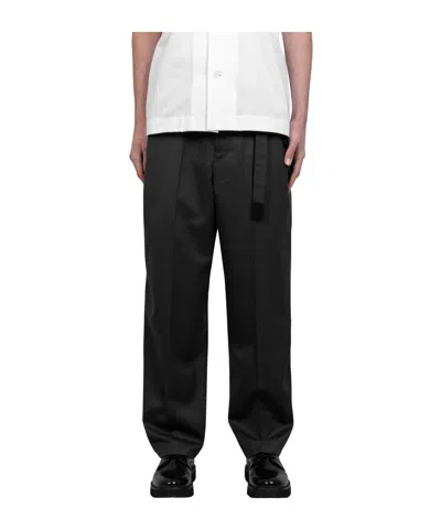 Sacai Belt-loop Casual Pants In Black