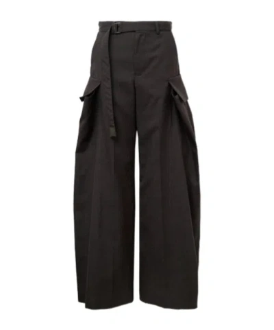 Sacai Belt Loop Casual Pants In Black