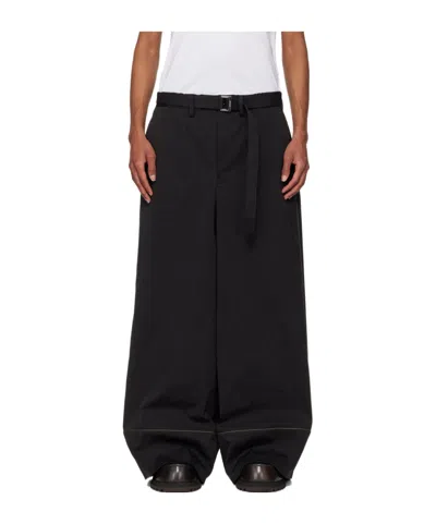 Sacai Belt-loop Casual Pants In Black