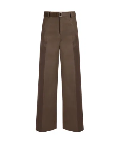 Sacai Belt-loop Casual Pants In Brown