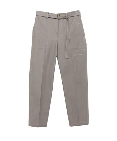 Sacai Belt-loop Casual Pants In Gray
