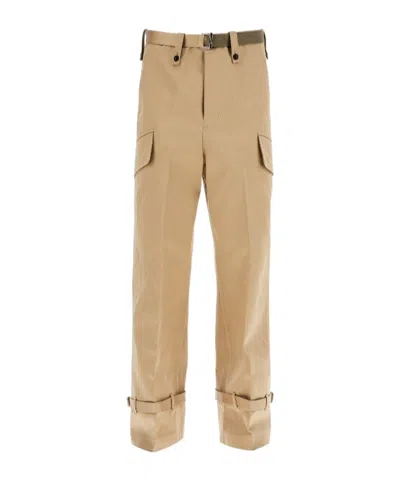 Sacai Belt-loop Casual Pants In Nude