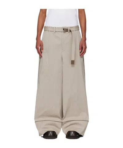 Sacai Belt-loop Casual Pants In Nude